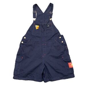 VTG Disney Winnie the Pooh Embroidered Navy Blue Shortalls Overalls Women's XL
